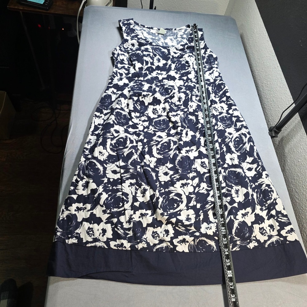Motherhood Maternity Dress Small Navy Blue White Floral Empire Waist Sleeveless
